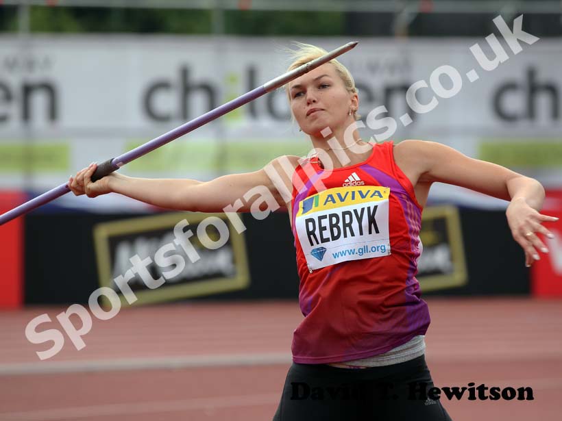 Vira Rebryk in the javelin, 2012 Samsung Diamond League, Crystal Palace, London.